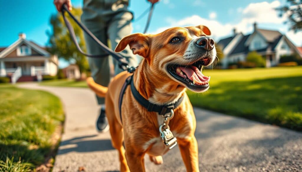 Hund zieht an der Leine