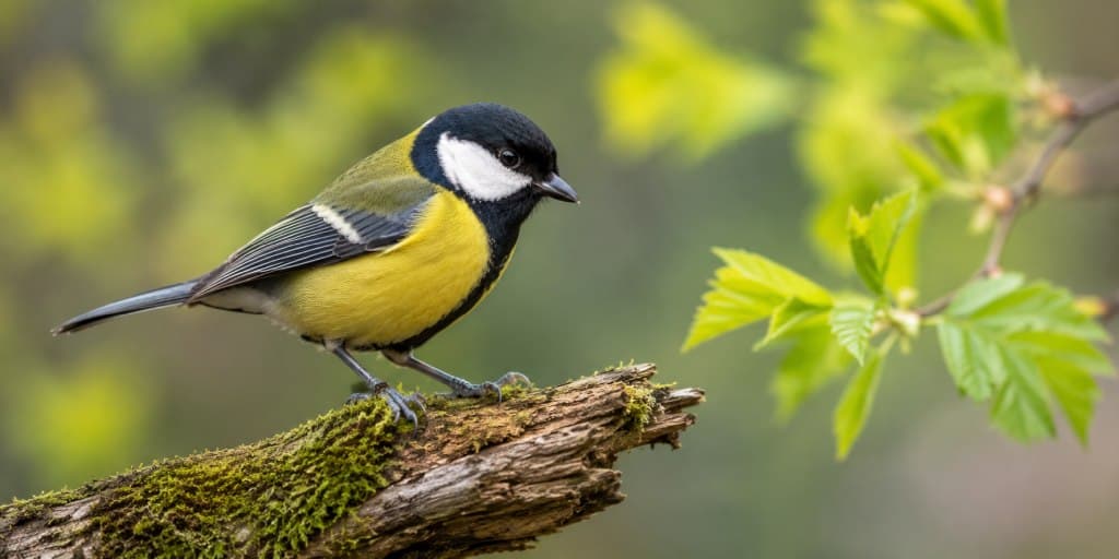 A close-up, hyper-realistic portrait of a Eurasian blue tit (Cyanistes caeruleus), also known as a Informationen zur Kohlmeise