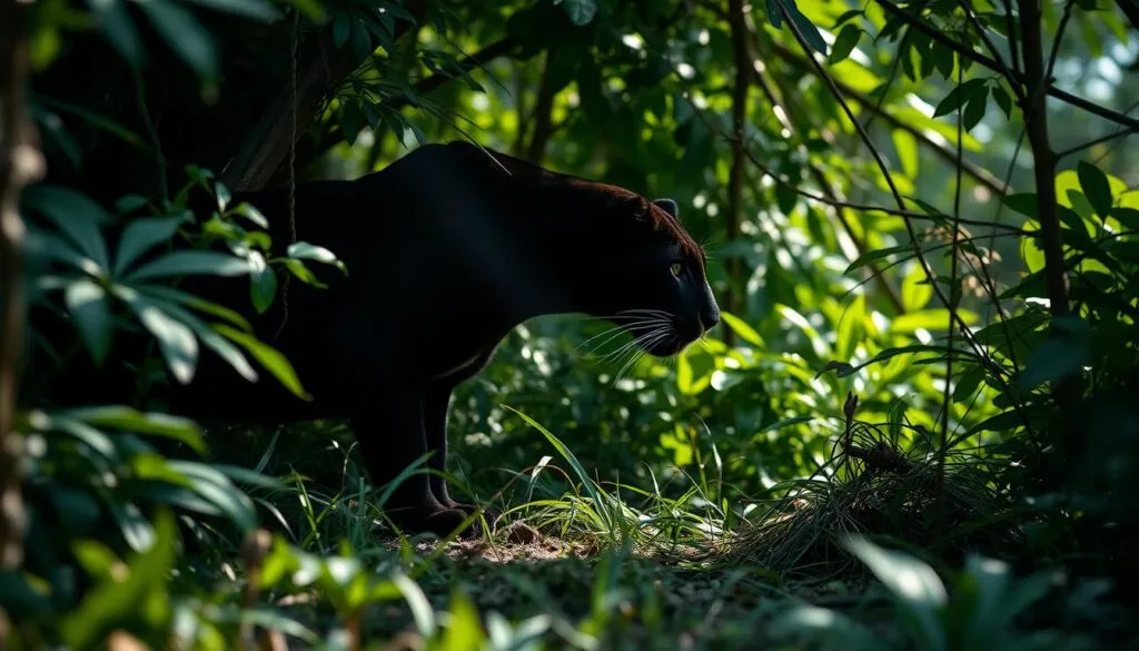 Schwarzer Leopard Jagdszene