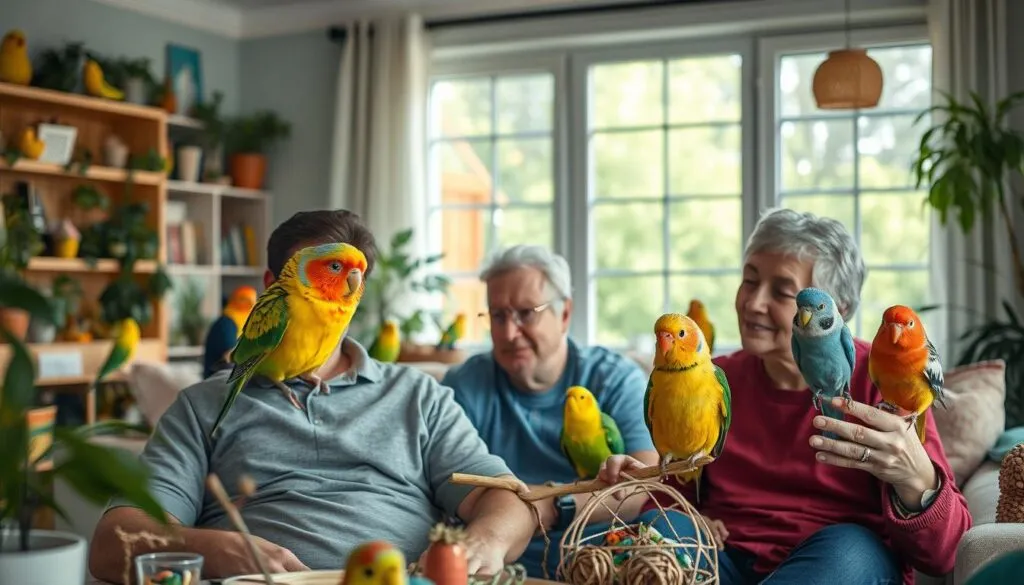 Soziale Interaktion mit Haustiervögeln