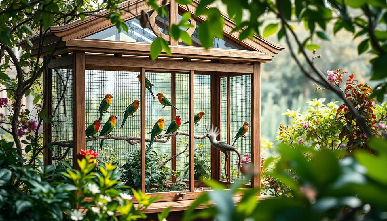 Vogelvoliere Einrichtung Und Pflanzen