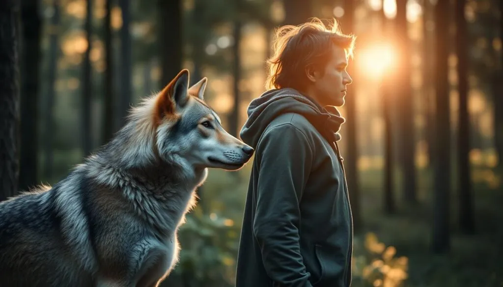 Wolf und Mensch Koexistenz