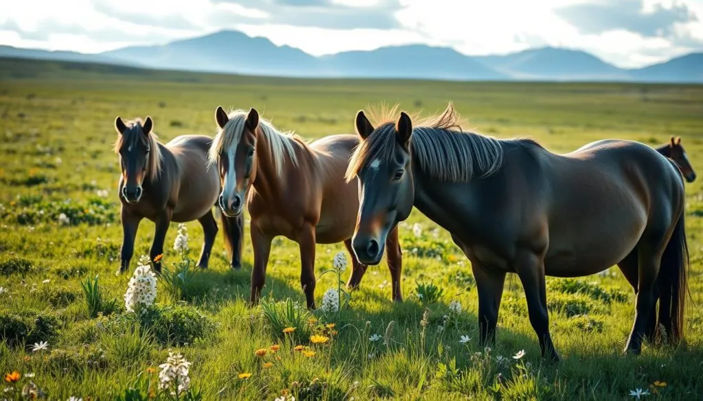 Gesunde Islandpferde auf der Weide