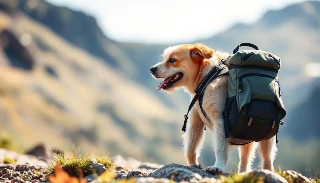 A well-designed and versatile dog backpack for outdoor adventures, with sturdy construction, breathable mesh panels, and adjustable straps for a comfortable fit. Captured in a crisp, vivid photograph with natural lighting, showcasing the backpack's key features and practical design for hiking, camping, or any active lifestyle. The image conveys a sense of exploration and freedom, reflecting the backpack's suitability for dog owners seeking a reliable companion for their outdoor pursuits.