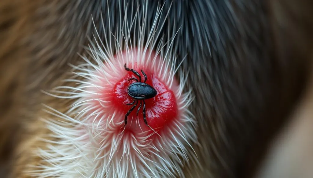 Entzündeter Zeckenbiss Hund