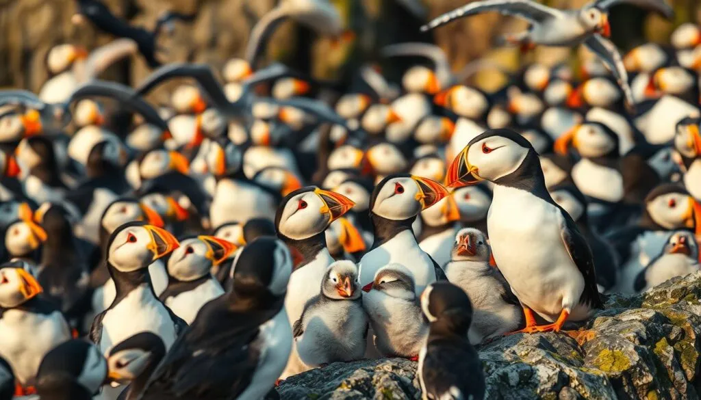 Papageientaucher Verhalten in der Kolonie