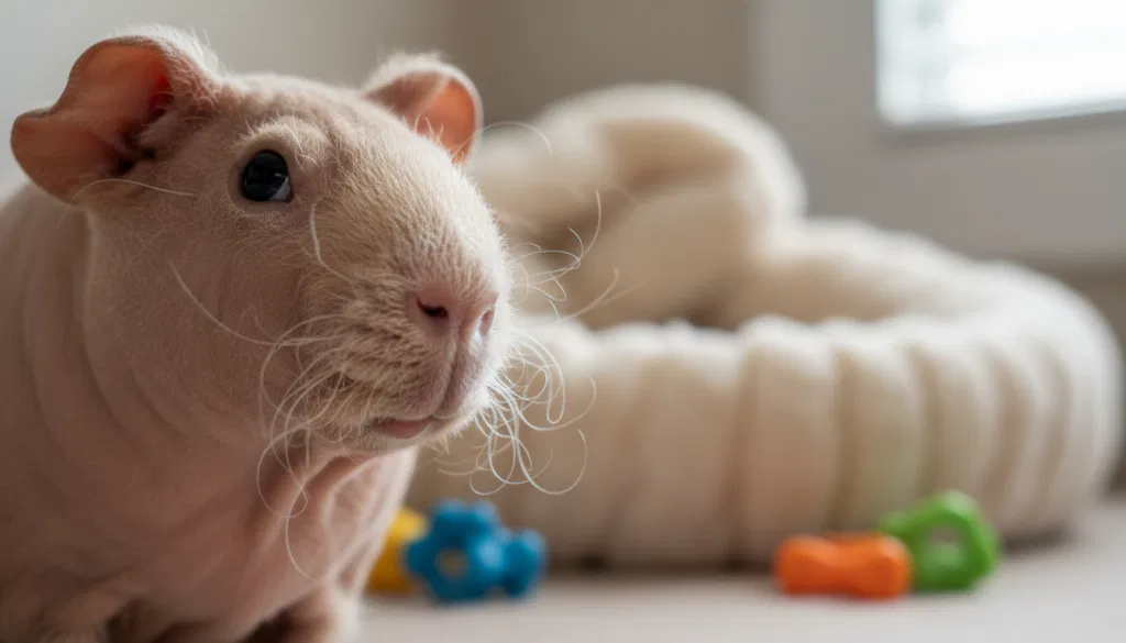 Haut und Tasthaare haarloser Meerschweinchen